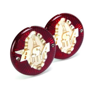 Tankmrke BSA, rundt , rd/hvid/guld